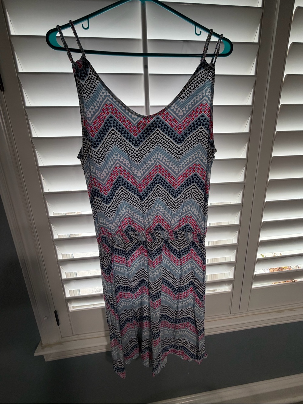 GAP Chevron Midi Dress in Blue and Pink